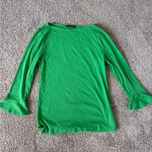 Ralph Lauren Green Ruffled 3/4 Sleeve Blouse